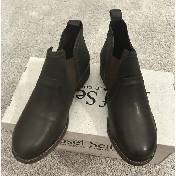 Josef Seibel Sienna 71 Chelsea Olive Black‎ Leather Boots Womens 6-6.5 EU 37 New - Picture 1 of 10